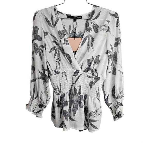 Harve Benard V Neck Floral Smock Waist Top - Picture 1 of 6